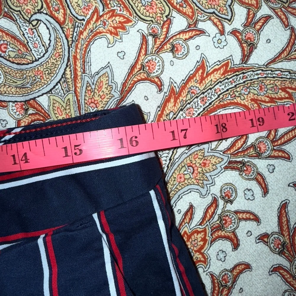 Tommy Hilfiger Striped Pants Women’s Size 10 Navy Red Cotton Stretch Trousers